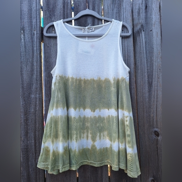 She + Sky Tie Dye Sleeveless Flowy Tank Top in Green - Picture 1 of 8